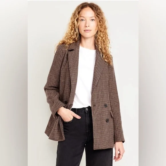 Old Navy Jackets Coats Nwt Old Navy 2x Brown Plaid Blazer